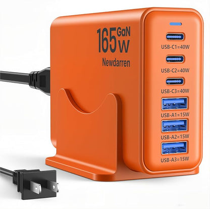 165W GaN USB C Charging Station, 6 Port Desktop Charger by Unknown