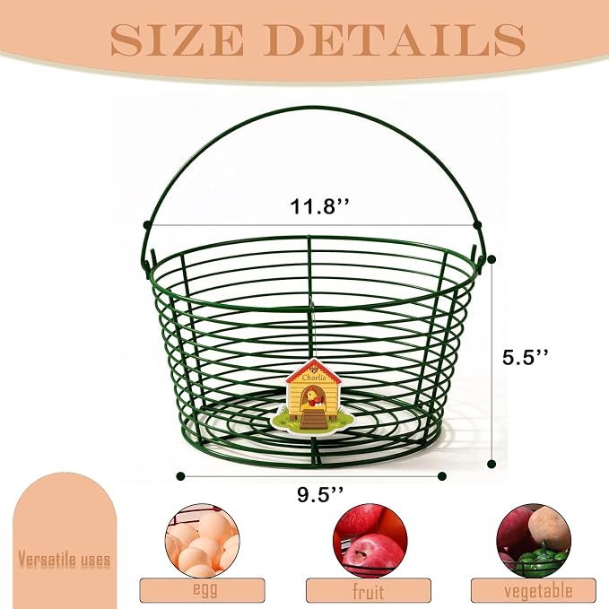 Colorful Metal Mesh Wire Egg Collecting Basket - Image 2