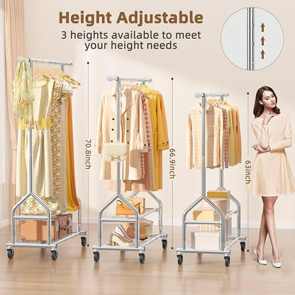 EAGMAK Heavy Duty Clothes Rack Load 556 LBS, Rolling Clothing Rack - Image 4