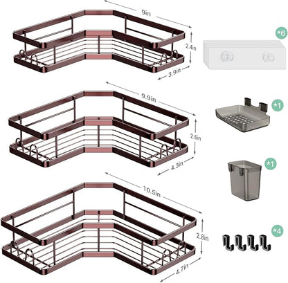 AKTECKE Corner Shower Caddy Organizer Shelf: Adhesive No Drilling Shower Rack - Image 6