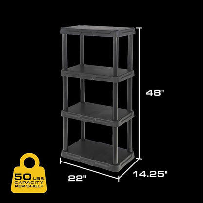 CENTREX 4-Tier Light Duty Plastic Storage Shelves, 50lbs/shelf | Plastic - Image 2