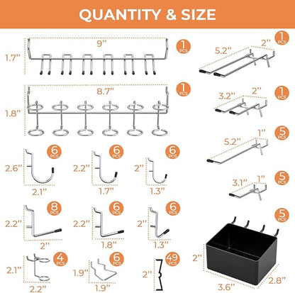 INCLY 120PCS Pegboard Accessories Organizer Kit, Peg Board Hooks Assortment - Image 4
