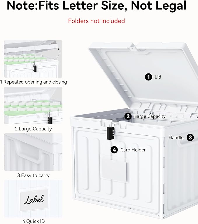 Oterri Plastic File Box with Lid - Image 7