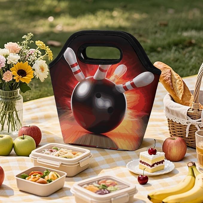 Bowling Ball Lunch Bag Cooler Bag Tote Bags | Reusable Portable Lunch Box - Image 6