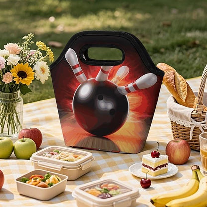 Bowling Ball Lunch Bag Cooler Bag Tote Bags | Reusable Portable Lunch Box - Image 6