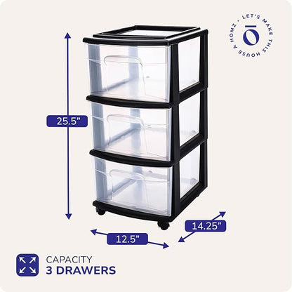 HOMZ Drawer Tower, 3-Tier Storage Cart - Image 3