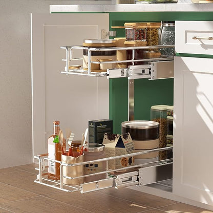 LOVMOR 2 Tier Individual Pull Out Cabinet Organizer 7.5" W x 21.5" D, Slide Out - Image 2