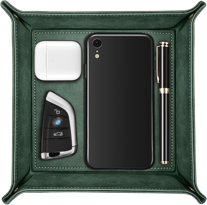 SITHON Valet Tray Desktop Storage Organizer – Premium PU Leather Catchall by SITHON