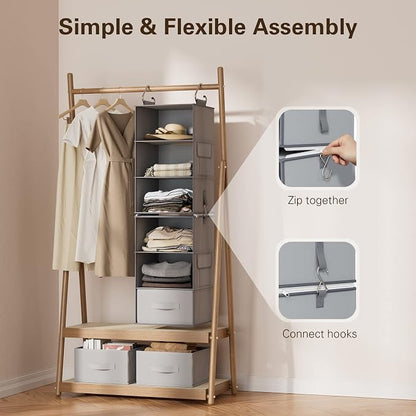 Pipishell 6-Shelf Hanging Closet Organizer, Hanging Shelves - Image 4