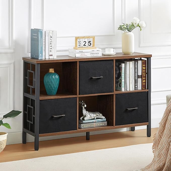 HOMISSUE 6 Cube Storage Organizer Shelf, Rustic Short Bookshelf - Image 3
