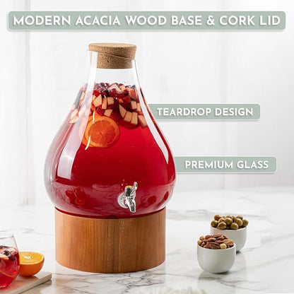 Classic Home Teardrop Clear Glass Ice Cold Beverage Drink Dispenser- 2.75 Gallon - Image 3