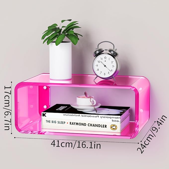 Acrylic Floating Nightstand, Bedside Table, Nightstand Shelf Wall Mounted - Image 3