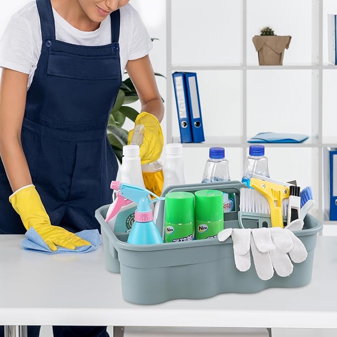 6-Pack Plastic Cleaning Storage Caddy, Cleaning Supply Carry Caddy - Image 4