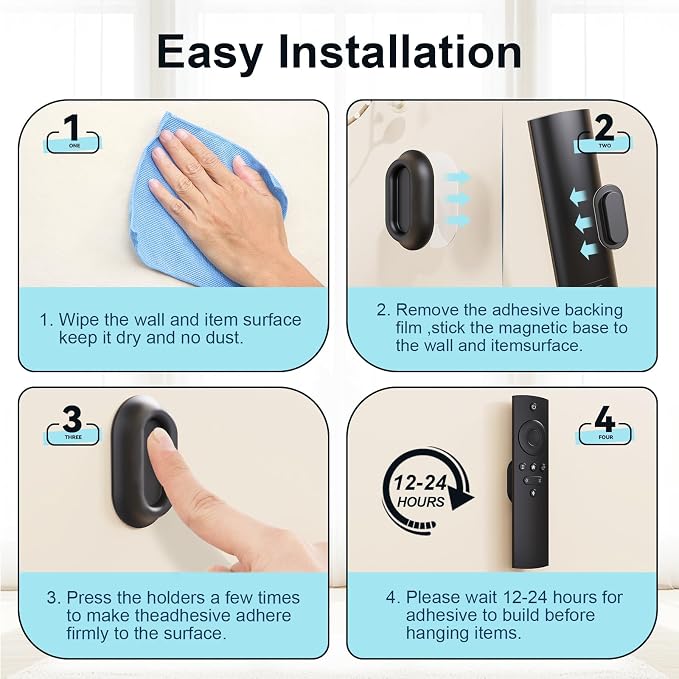 Magnetic Remote Control Holder Self-Adhesive Wall Mount, 6 Pack Upgraded - Image 3