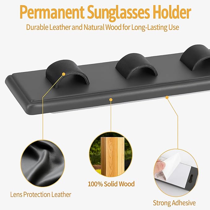 2 Pack Wooden Sunglasses Organizer Wall Mounted - Image 3