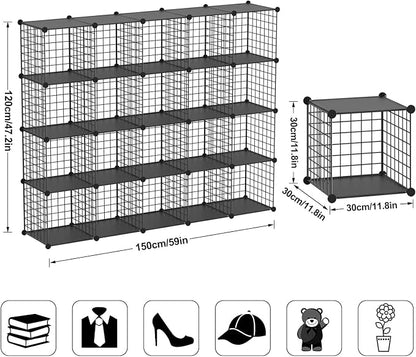 TUMUCUTE Wire Cube Storage Organizer, 20-Cube Metal Storage Shelves Bookshelf - Image 3