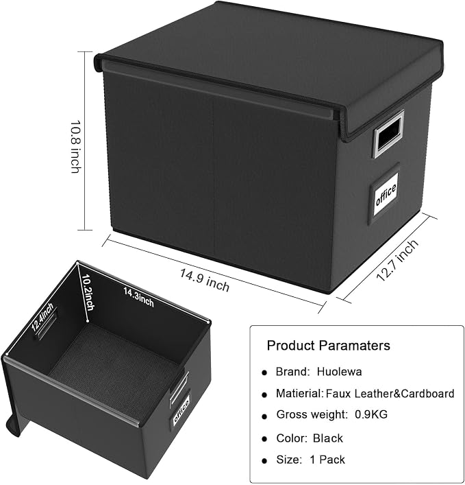 File Organizer Box with Lids, Collapsible File Folder Organizer | File Box with - Image 7