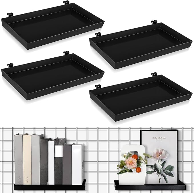 Coume 4 Pcs Grid Panel Display Shelf 11.8 x 7.87 Inch Metal Display Rack by Surlontye