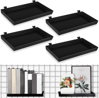 Coume 4 Pcs Grid Panel Display Shelf 11.8 x 7.87 Inch Metal Display Rack by Surlontye