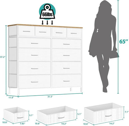 Compact 12 Drawers Dresser for Bedroom, Fabric Storage Tower, Chest of Drawers - Image 3