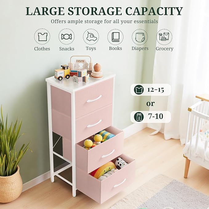 4 Drawers Dresser for Bedroom Fabric Storage Tower - Image 5