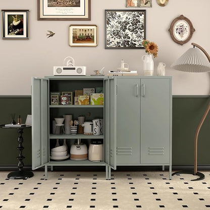 IRONFFICE Metal Cabinet with Doors and Shelves, Steel Entryway Storage Cabinets - Image 4