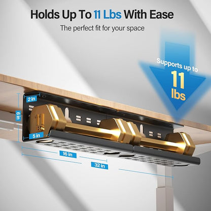 2 Pack Cable Management Under Desk Black, Cinati 32" Large Cable Management Tray - Image 7
