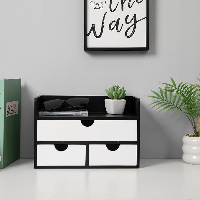 Rustic Distressed white 3-Tier Wood Desk Organizer - Image 4