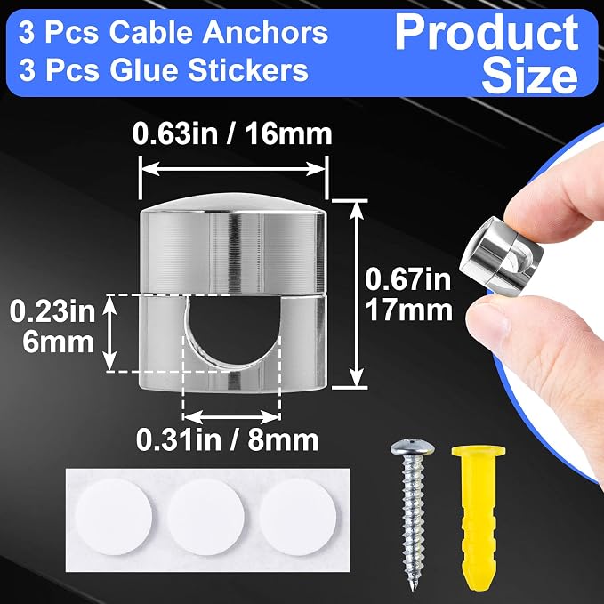 3 Sets Charger Holders for Cords, Adhesive Metal Cord Clips, Cable Management - Image 2