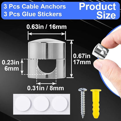 3 Sets Charger Holders for Cords, Adhesive Metal Cord Clips, Cable Management - Image 2