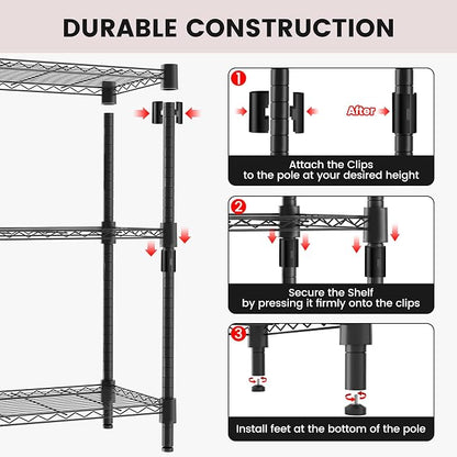 Xcity Storage Shelves, 5 Tier Heavy Duty Metal Shelving Unit, 2000 LBS - Image 6