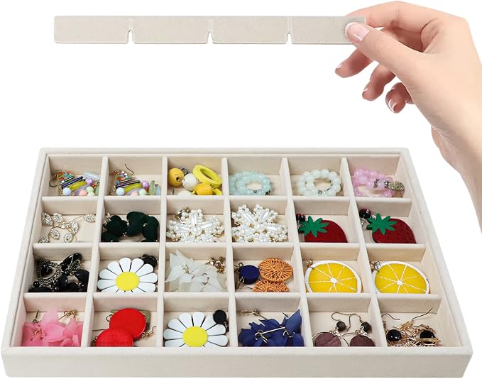 Stratalife 24 Grid Jewelry Organizer Tray, Stackable Drawer Earring Organizer - Image 2