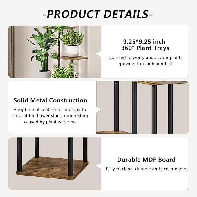 AZERPIAN Plant Stand 6 Tier Indoor Metal Flower Shelf - Image 5