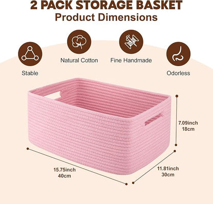 OIAHOMY Storage Basket for Shelves, Closet Cube Storage Bins Baskets for - Image 2