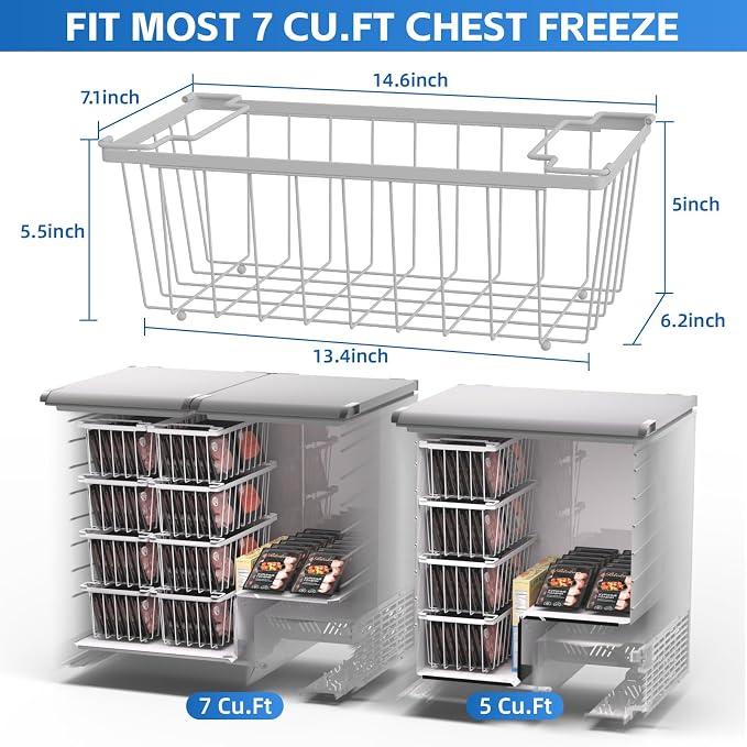 4 Pack Freezer Organizer Bins for 7 Cu.FT Chest Deep Freezer Sort Frozen Meats - Image 2