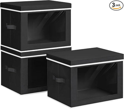 Homsorout Storage Bins with Lids, 3 Pack Large Storage Cubes with Window by Homsorout