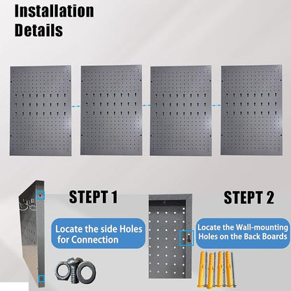 JZD 115 PCS Metal Pegboard Wall Organizer 4 Packs Metal Pegboard Kit 66x24 Inch - Image 6