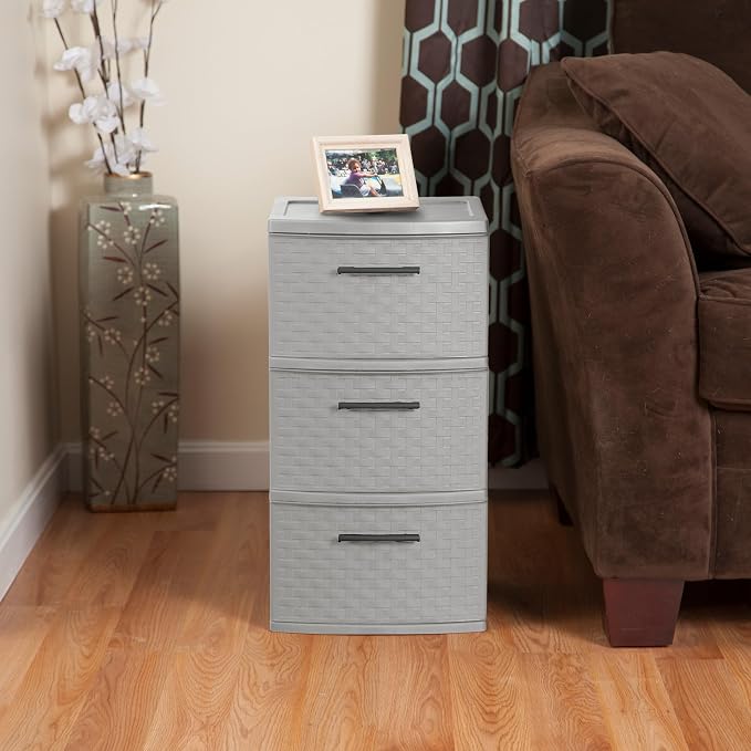 Sterilite 2-Pack 3-Drawer Weave Tower, Medium Storage Closet Organizer - Image 6