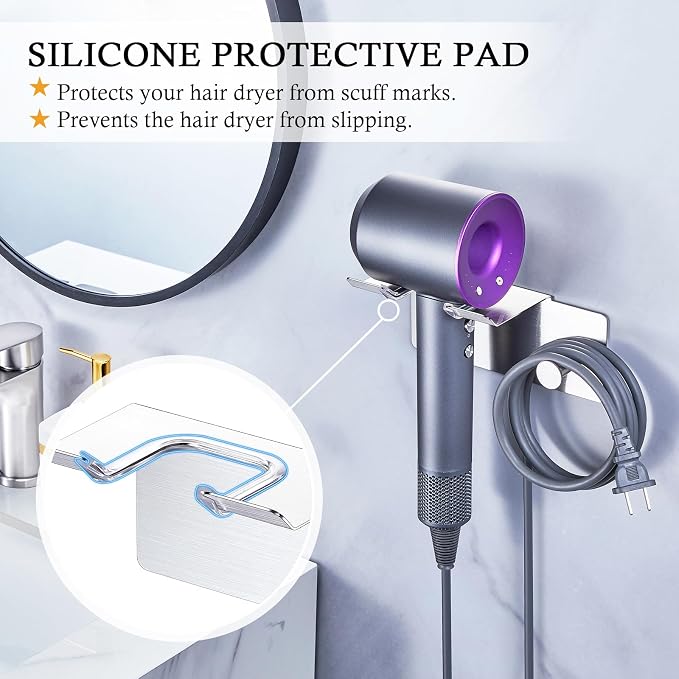 Hair Dryer Holder Wall Mount, Blow Dryer Holder - Image 4