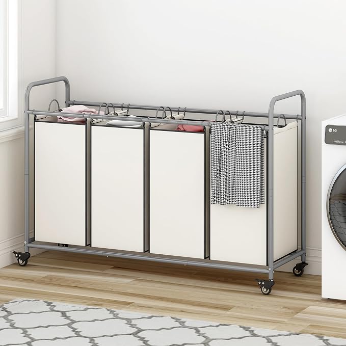 Laundry Sorter 4 Section Hamper Sorter - Image 4