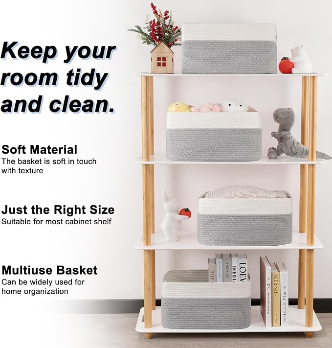 4 Pack Storage Baskets for Organizing, Woven Baskets for Shelves - Image 3