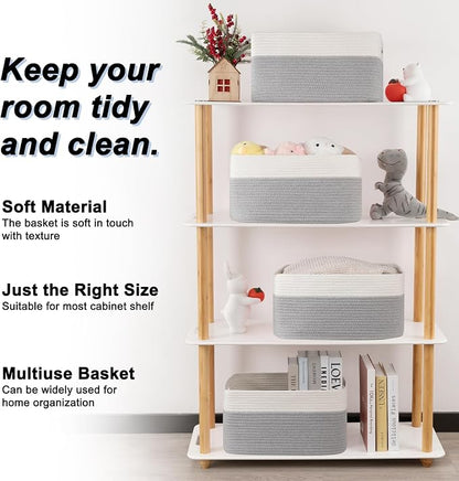4 Pack Storage Baskets for Organizing, Woven Baskets for Shelves - Image 3