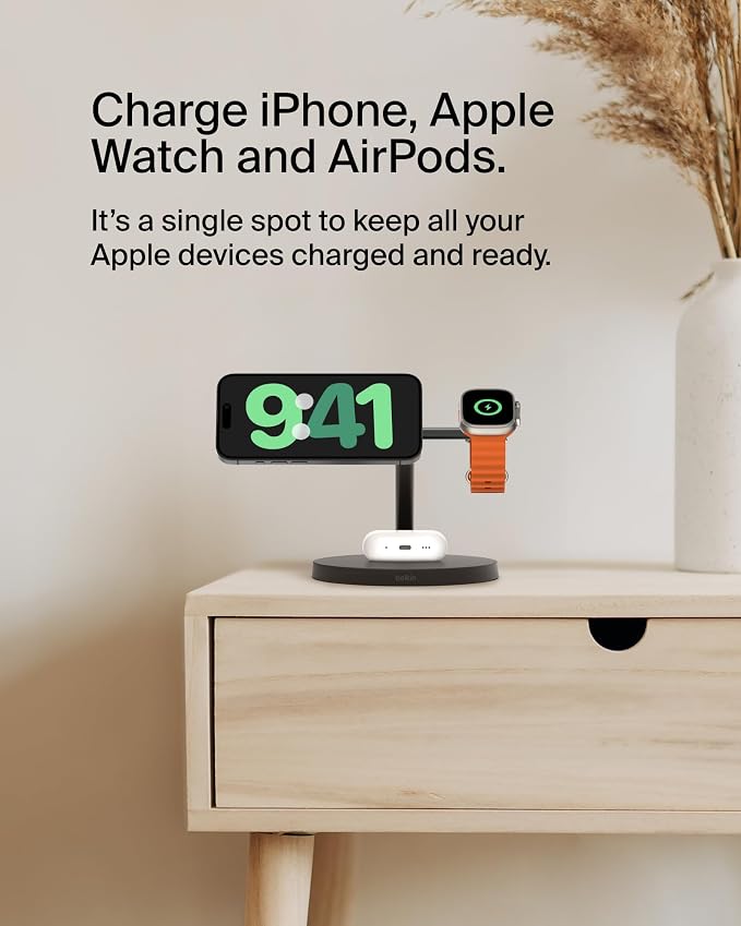 Belkin MagSafe-Compatible Charger, 3-in-1 Wireless Charging Station, - Image 2
