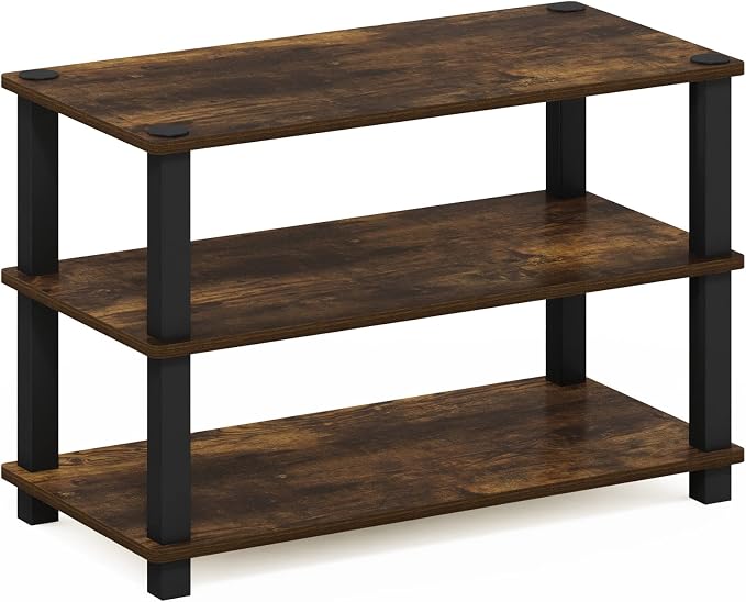 Furinno Turn-S-Tube 3-Tier Shoe Rack, Amber Pine/Black | 11.6 x 23.6 x 22.2 - Image 5