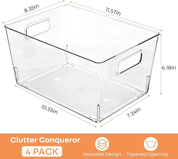 MOONEDGE 8 Pack Clear Plastic Storage Bins, Fridge & Freezer, Versatile - Image 7