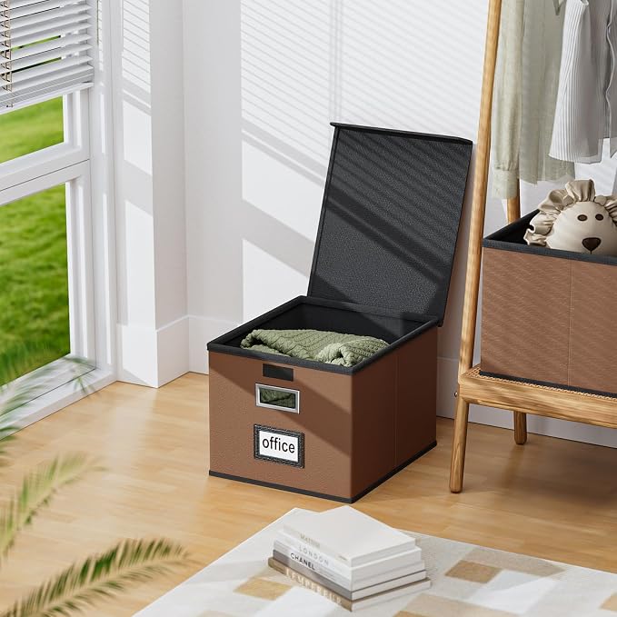 File Organizer Box with Lids, Collapsible File Folder Organizer | File Box with - Image 5