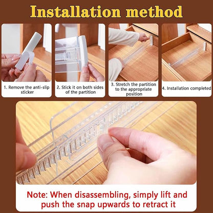 4 Pcs Drawer Dividers for Clothes, 3.15" High 11.34"-19.69" Adjustable - Image 5