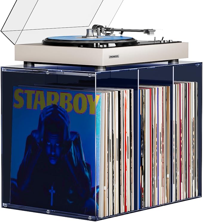 Bikoney Vinyl Record Storage, Stackable Cube Acrylic Vinyl Record Holder by Bikoney