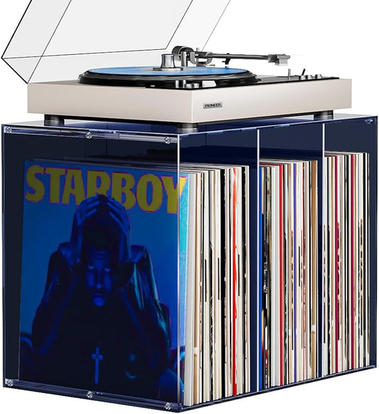 Bikoney Vinyl Record Storage, Stackable Cube Acrylic Vinyl Record Holder by Bikoney