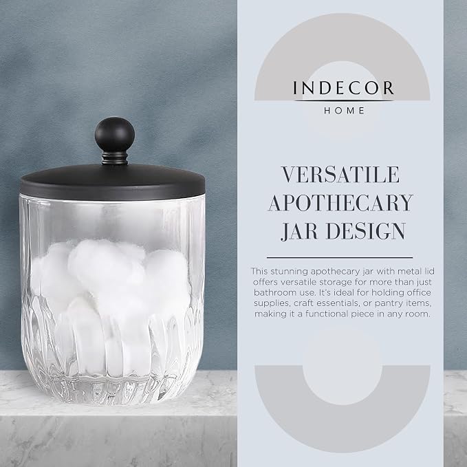 Glass Jar with Metal Lid for Bathroom Organization, Q Tips, and Small - Image 3